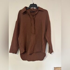 Zara size Xs brown waffle fabric 
Cotton mix